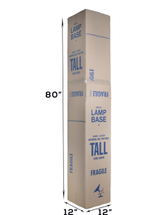 Assembled and closed Floor Lamp Moving Box with Measurements 2
