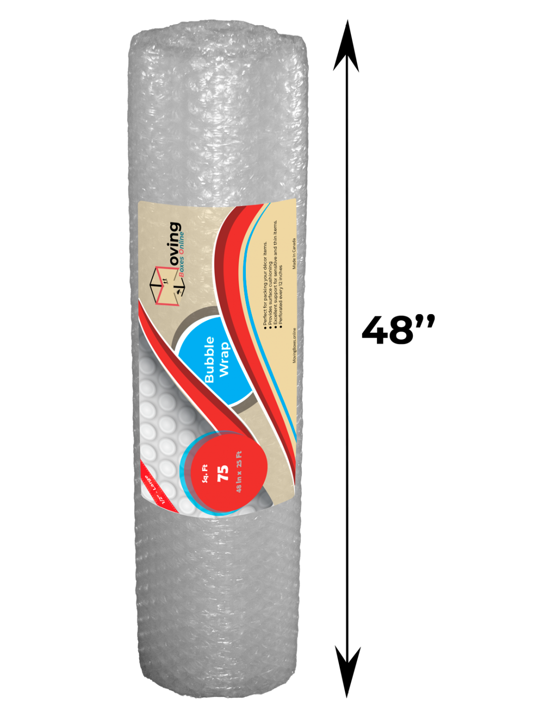 1/2" Large Bubble Wrap 48" x 25 ft Moving Boxes Online